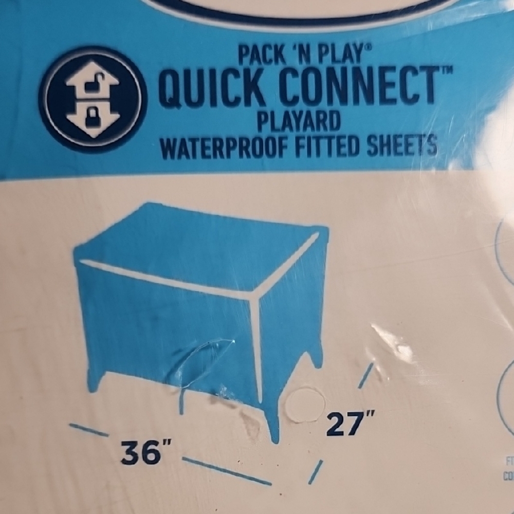 Graco Quick Connect Waterproof Fitted Sheets - Gray and White Playard - Picture 3 of 8